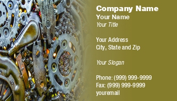 Featured Designs | Mechanic | Trades |--| Achim Prill | At368928 | Business | Card | Gear Wheel | Gearwheel | Great | Mechanics | Metal | Metallic | Old Metal | Scrap Metal | Template | Welded