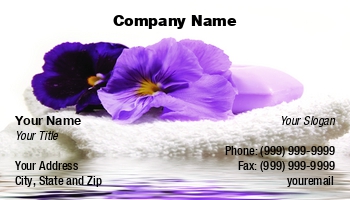 Beauty | Featured Designs | Massage |--| At51120 | Body Wraps | Day Spa | Design | Liz Van Steenburgh | Pansies | Peaceful | Purple | Reflection | Relaxing | Spas | Therapists | Towels | Water | White