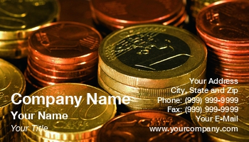 Currency | Entrepreneurs | Featured Designs |--| At57413 | Business | Card | Coin Dealers | Coins | Currency Exchange | Euro | Sabine Kappel | Template